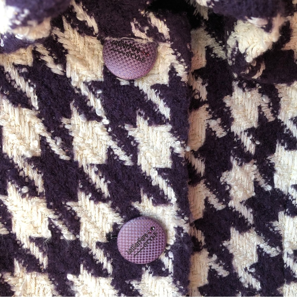 💝✨euro Sz 38 Tweed coat fitted waist line in purple and beige check - Picture 6 of 9